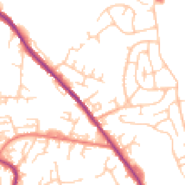 Daytime road noise heatmap for OL12 0SJ