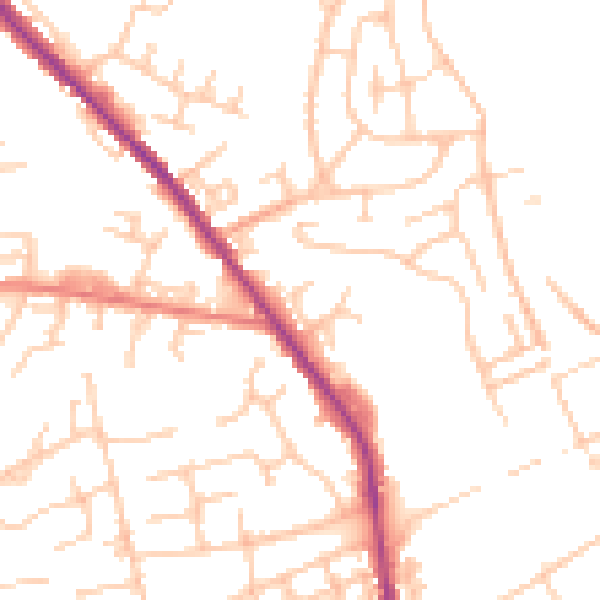 Daytime road noise heatmap for OL12 6EN