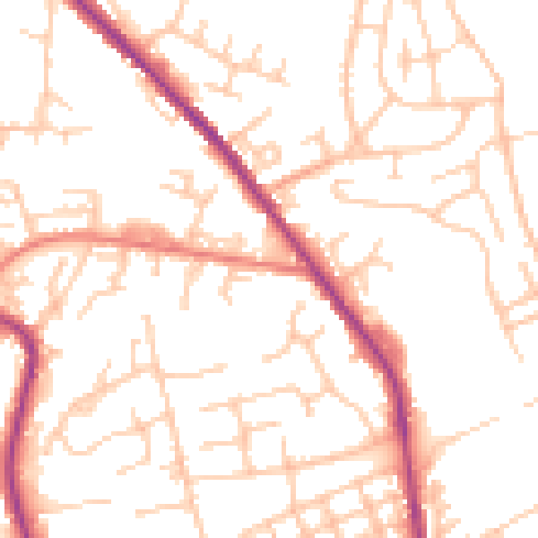 Daytime road noise heatmap for OL12 6EU