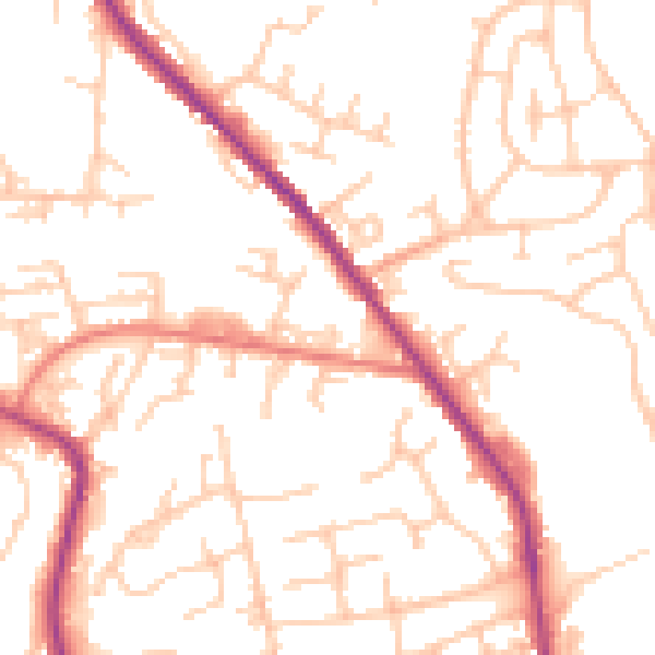 Daytime road noise heatmap for OL12 6EY