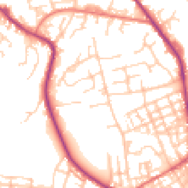 Daytime road noise heatmap for OL12 6JP