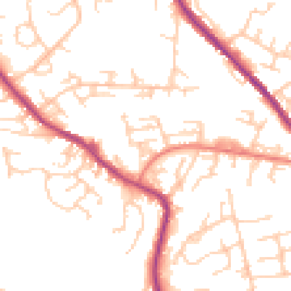 Daytime road noise heatmap for OL12 6NF
