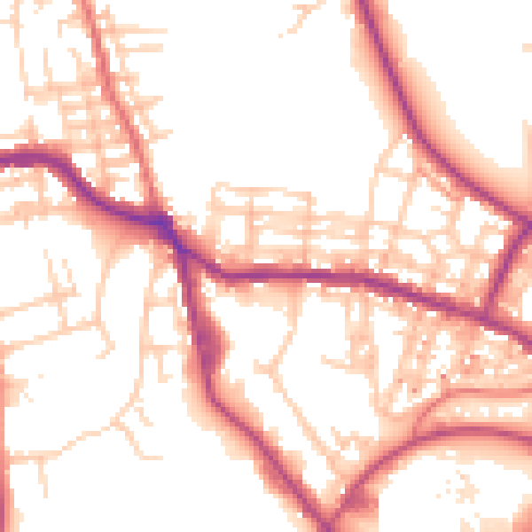 Daytime road noise heatmap for OL12 6RR