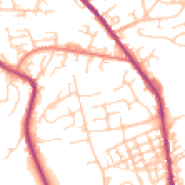 Daytime road noise heatmap for OL12 6SQ
