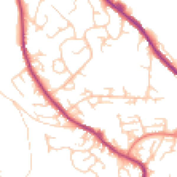 Daytime road noise heatmap for OL12 6XA