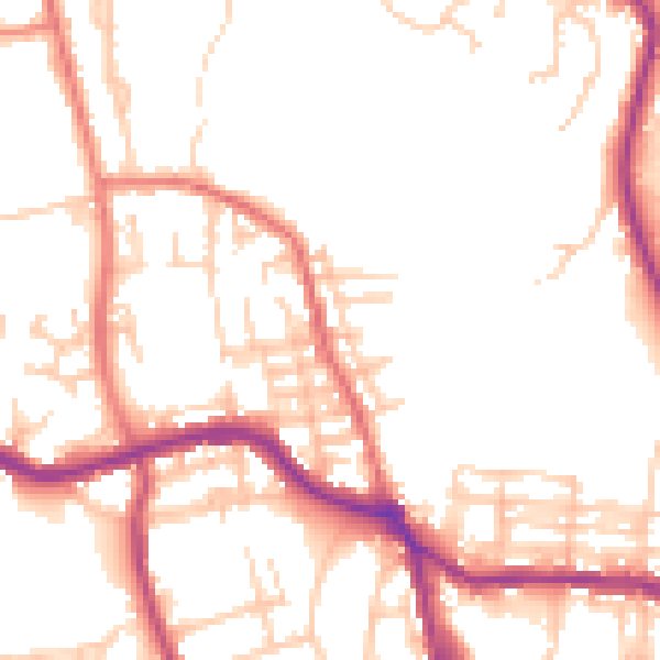 Daytime road noise heatmap for OL12 7DD