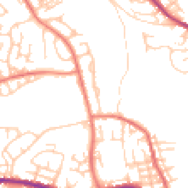 Daytime road noise heatmap for OL12 7EB