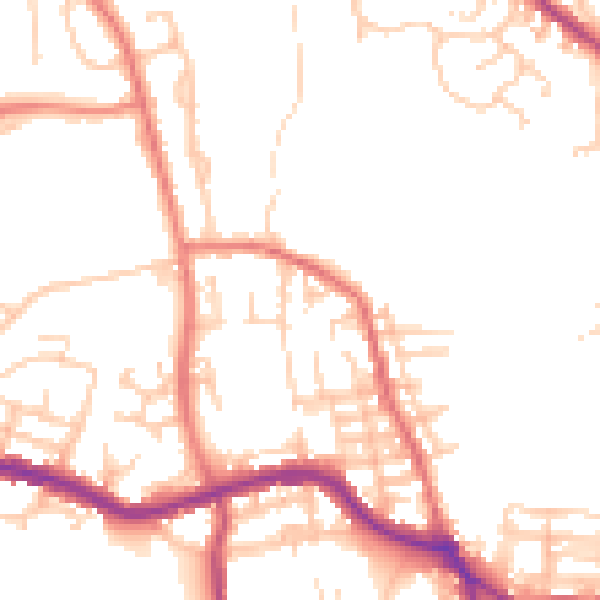 Daytime road noise heatmap for OL12 7EH