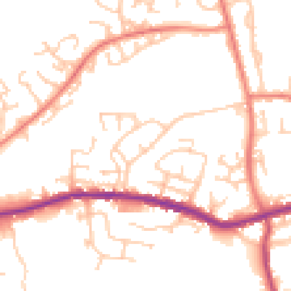 Daytime road noise heatmap for OL12 7NL