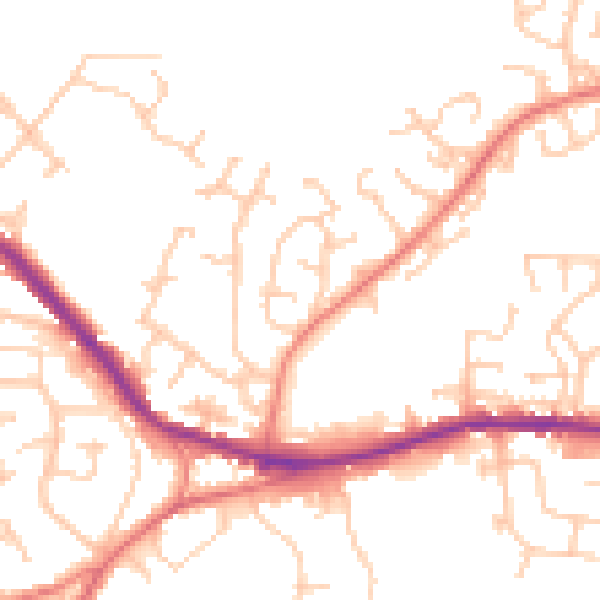 Daytime road noise heatmap for OL12 7PG