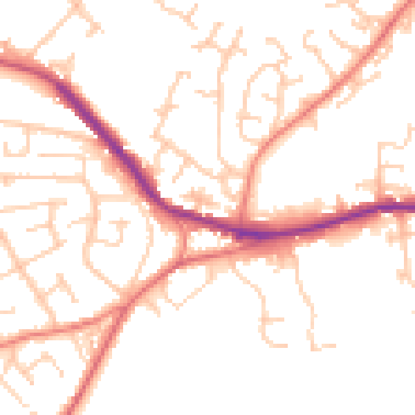 Daytime road noise heatmap for OL12 7QH