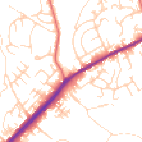 Daytime road noise heatmap for OL12 9AA