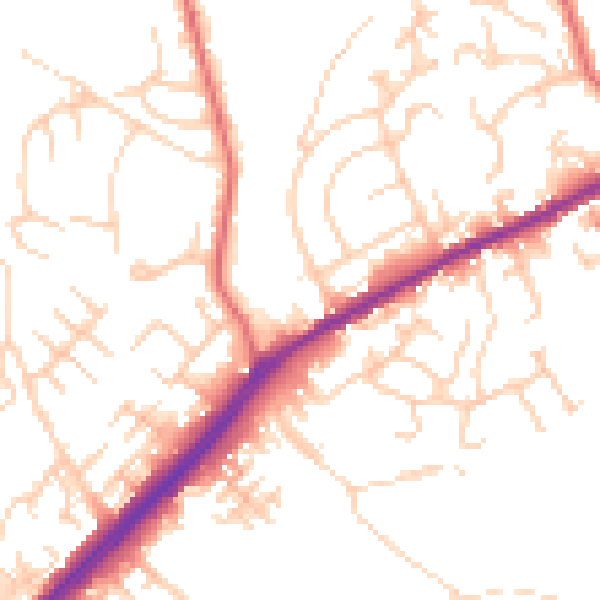 Daytime road noise heatmap for OL12 9AD