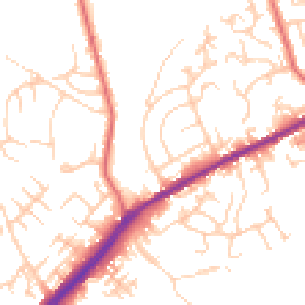 Daytime road noise heatmap for OL12 9AG