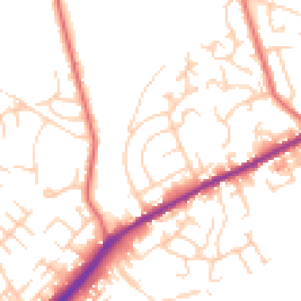 Daytime road noise heatmap for OL12 9AJ