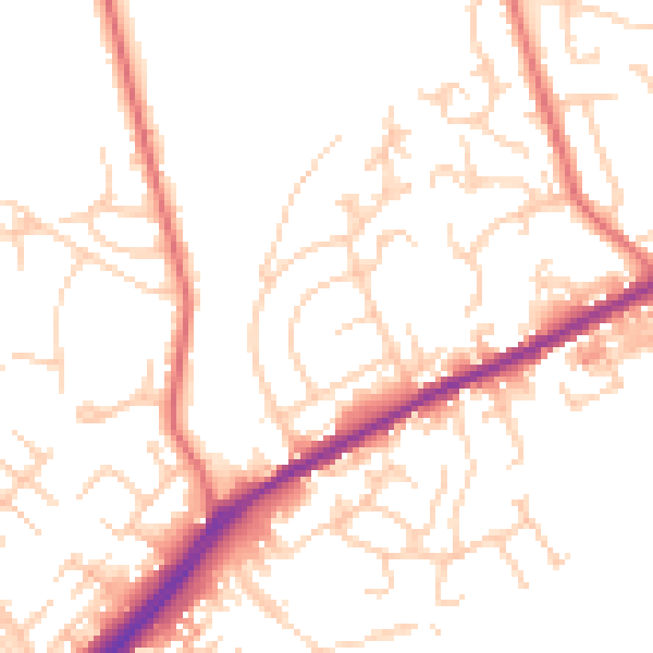 Daytime road noise heatmap for OL12 9AN