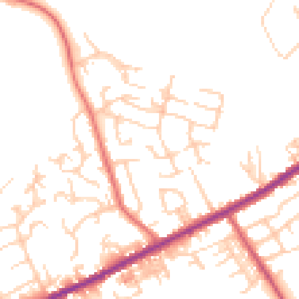Daytime road noise heatmap for OL12 9DX