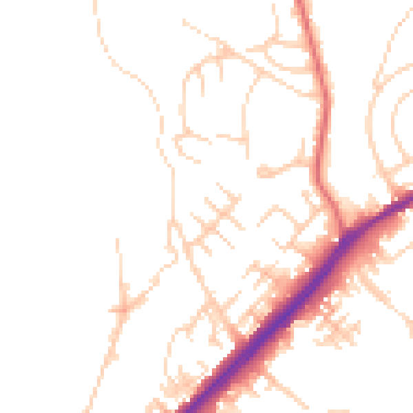 Daytime road noise heatmap for OL12 9EA