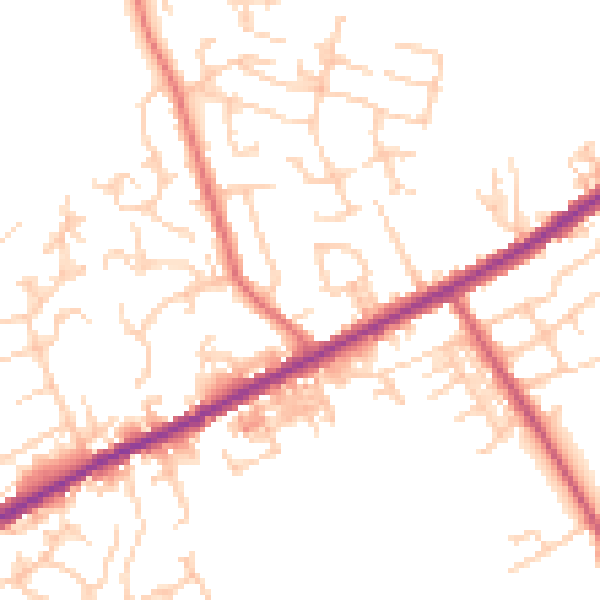 Daytime road noise heatmap for OL12 9NR