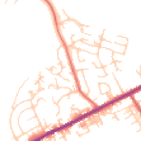 Daytime road noise heatmap for OL12 9PZ