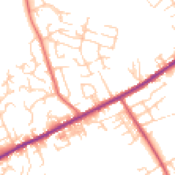 Daytime road noise heatmap for OL12 9QF