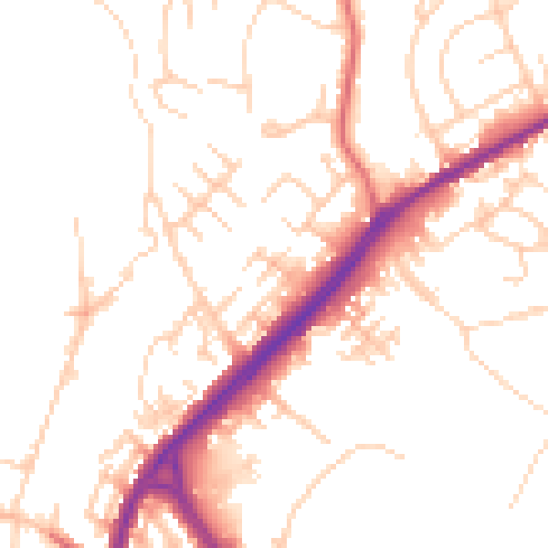 Daytime road noise heatmap for OL12 9RR