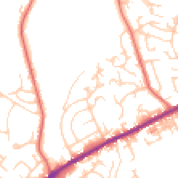 Daytime road noise heatmap for OL12 9UN