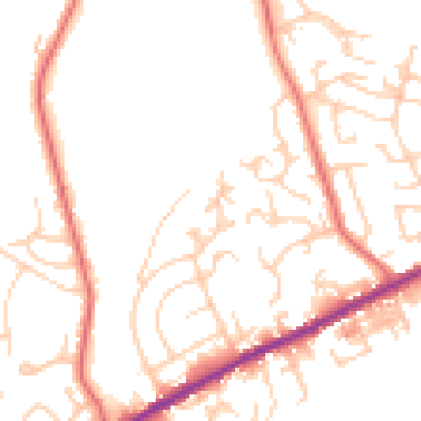 Daytime road noise heatmap for OL12 9UW