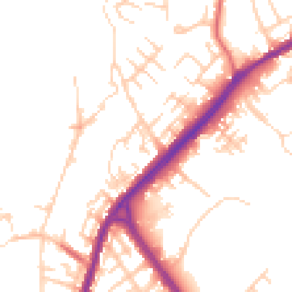 Daytime road noise heatmap for OL12 9XB