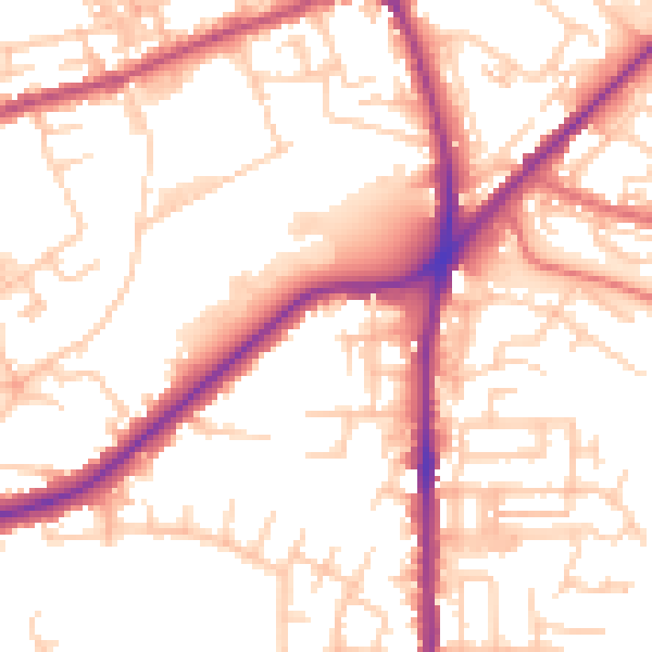 Daytime road noise heatmap for OL2 5AD