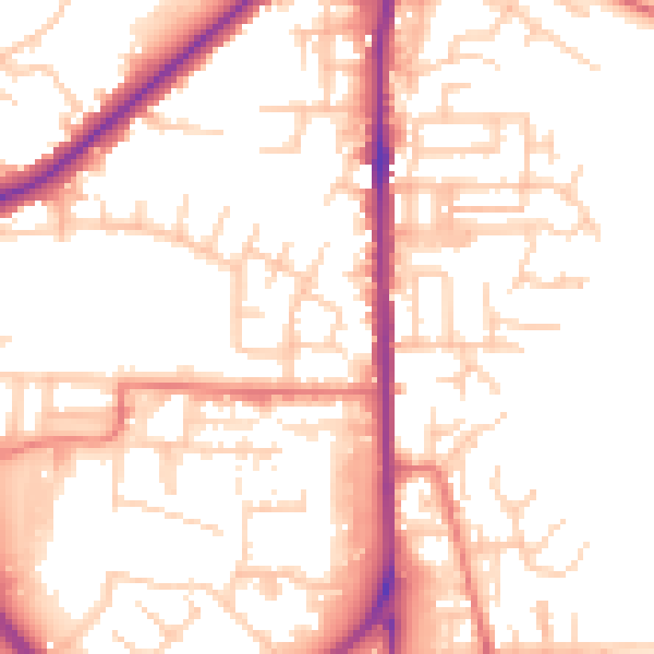 Daytime road noise heatmap for OL2 5AU