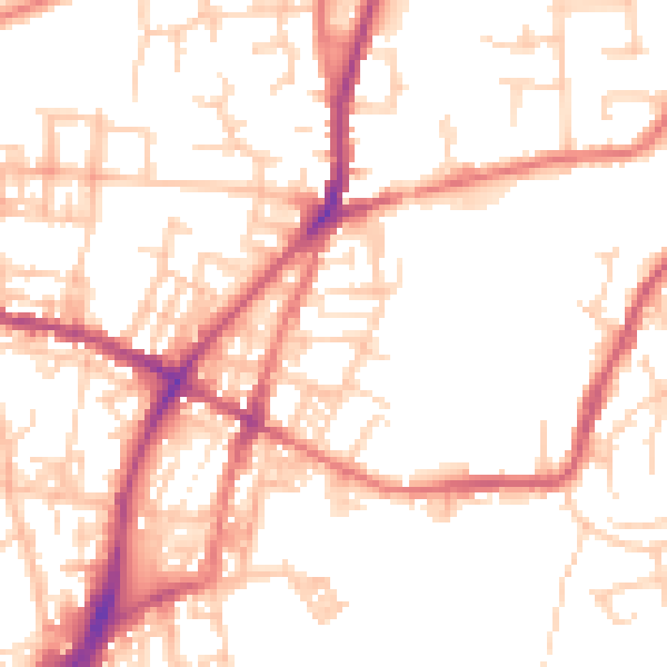 Daytime road noise heatmap for OL2 8EN