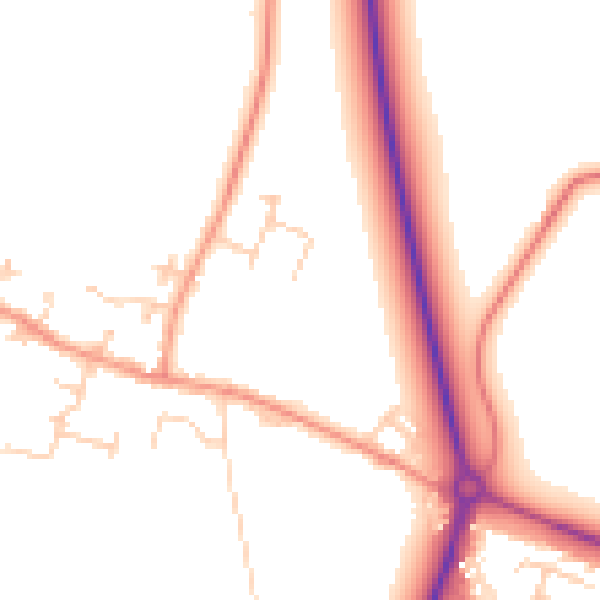 Daytime road noise heatmap for OX10 8FY