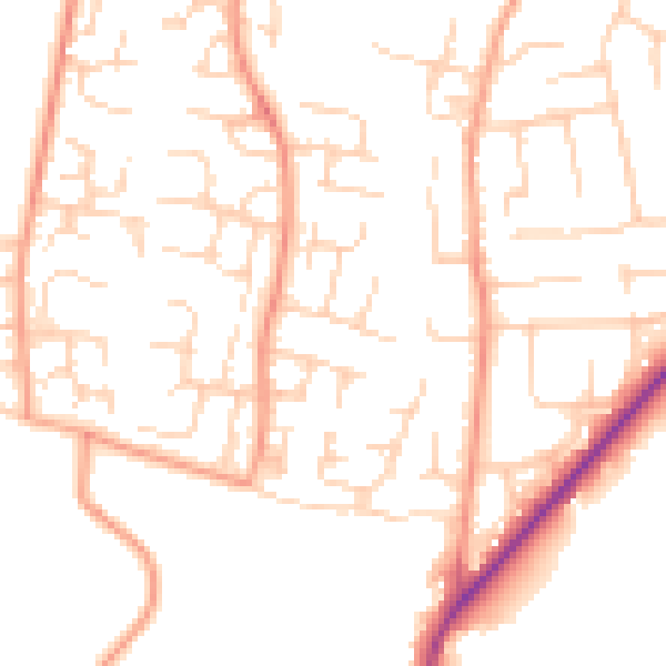 Daytime road noise heatmap for OX12 0BS