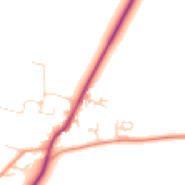 Daytime road noise heatmap for OX12 0FA