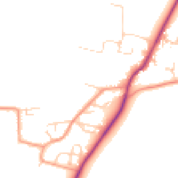 Daytime road noise heatmap for OX12 0HU