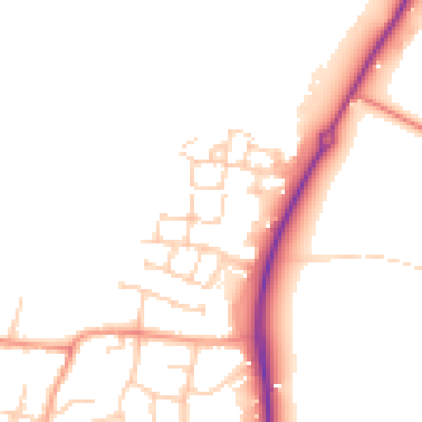 Daytime road noise heatmap for OX12 7FL