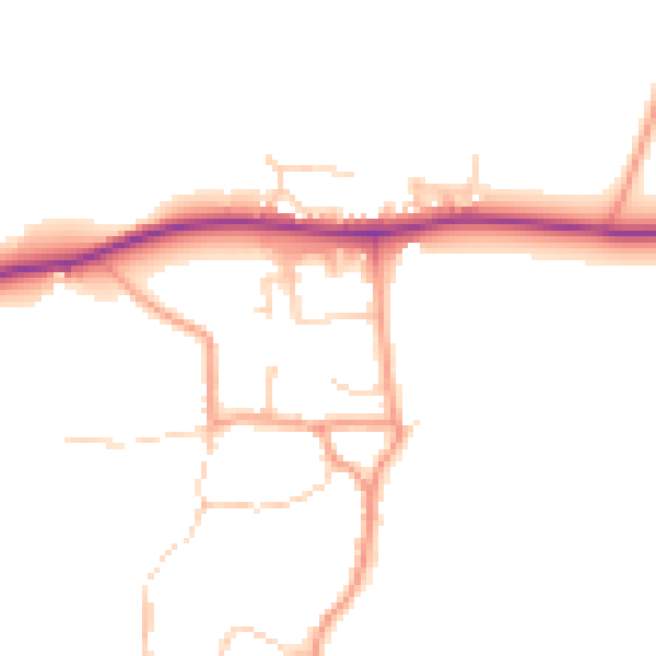 Daytime road noise heatmap for OX12 8JQ