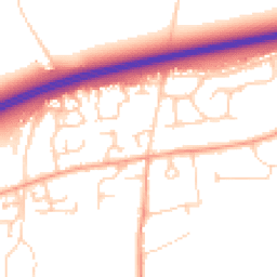 Daytime road noise heatmap for OX13 5DN
