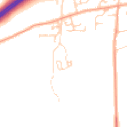 Daytime road noise heatmap for OX13 5PL