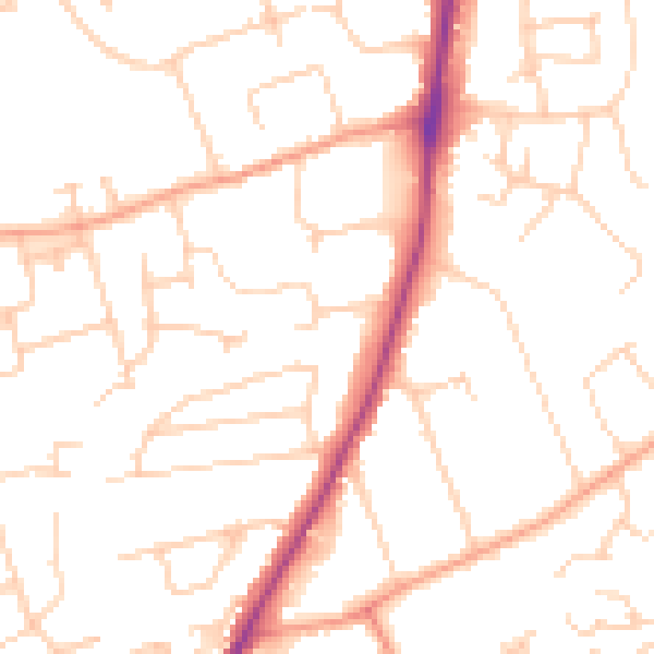 Daytime road noise heatmap for OX14 2EQ