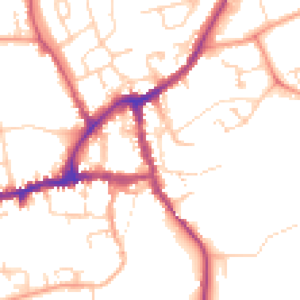 Daytime road noise heatmap for OX14 3GQ
