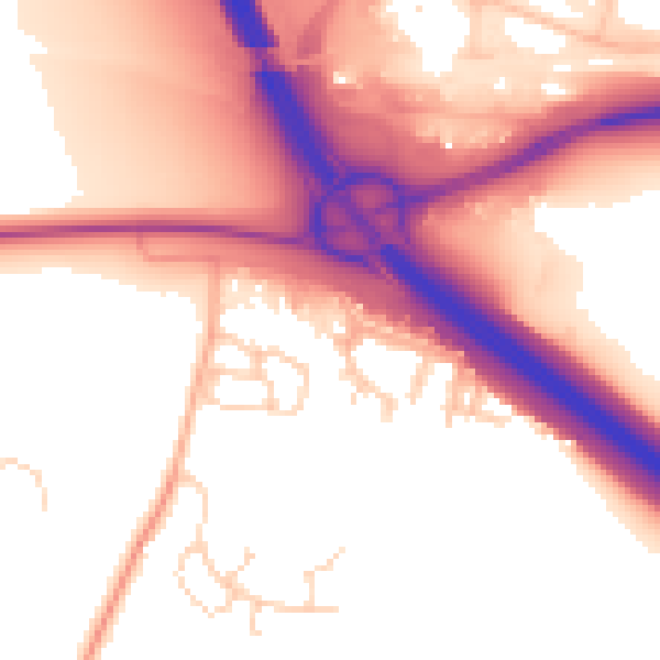 Daytime road noise heatmap for OX14 4XA