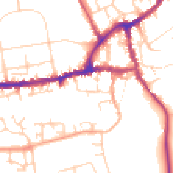 Daytime road noise heatmap for OX14 5GY
