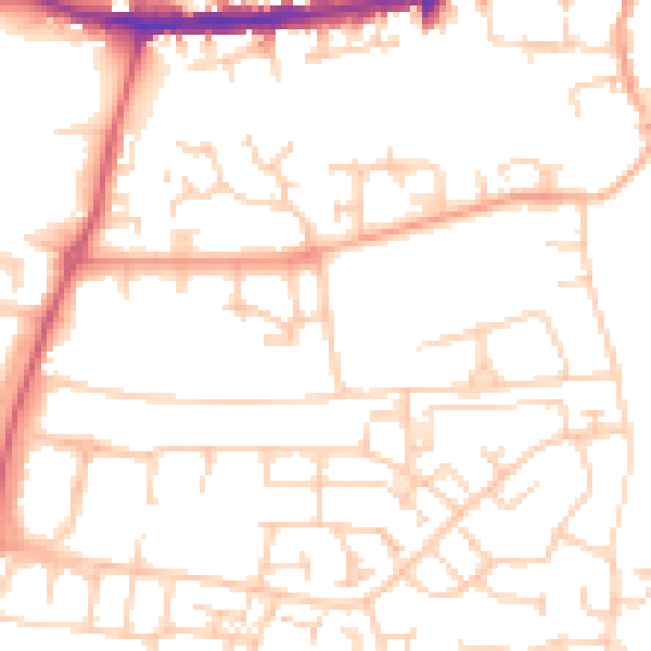 Daytime road noise heatmap for OX14 5HE