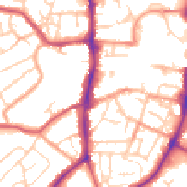 Daytime road noise heatmap for OX16 0AE
