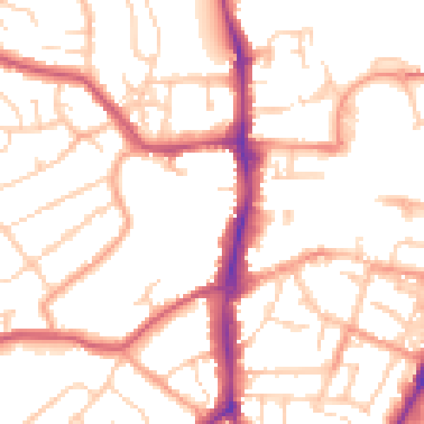 Daytime road noise heatmap for OX16 0AQ