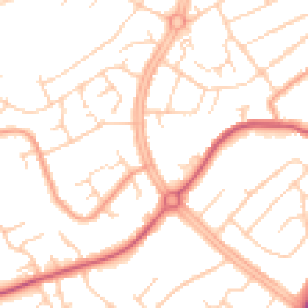 Daytime road noise heatmap for OX16 0AS