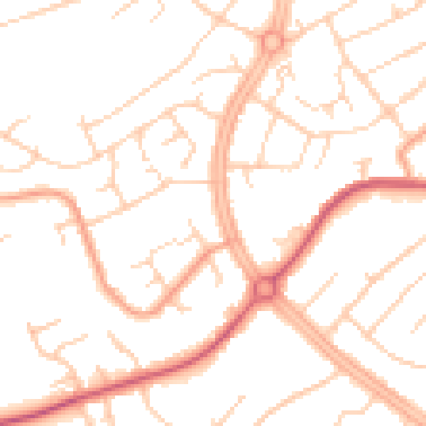 Daytime road noise heatmap for OX16 0AZ