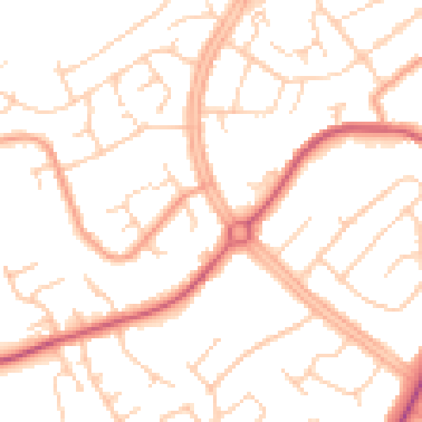 Daytime road noise heatmap for OX16 0BA